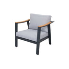 Nova 4-Piece Aluminum & Teak Sofa Set with Stationary Chairs