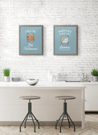 Blake When Life Gives You Lemons Blue Framed Printed Glass by The Creative Bunch Studio