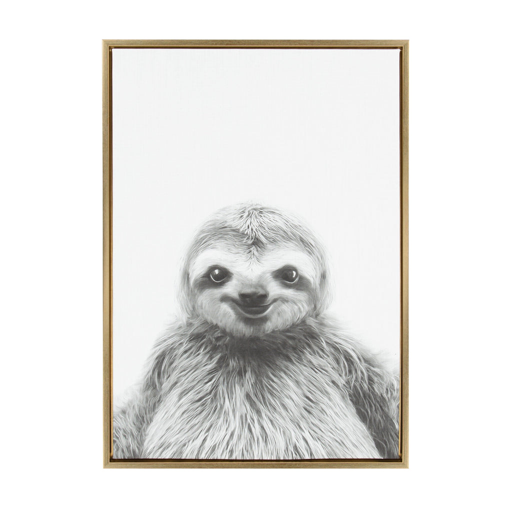 Sylvie Sloth Framed Canvas by Simon Te Tai