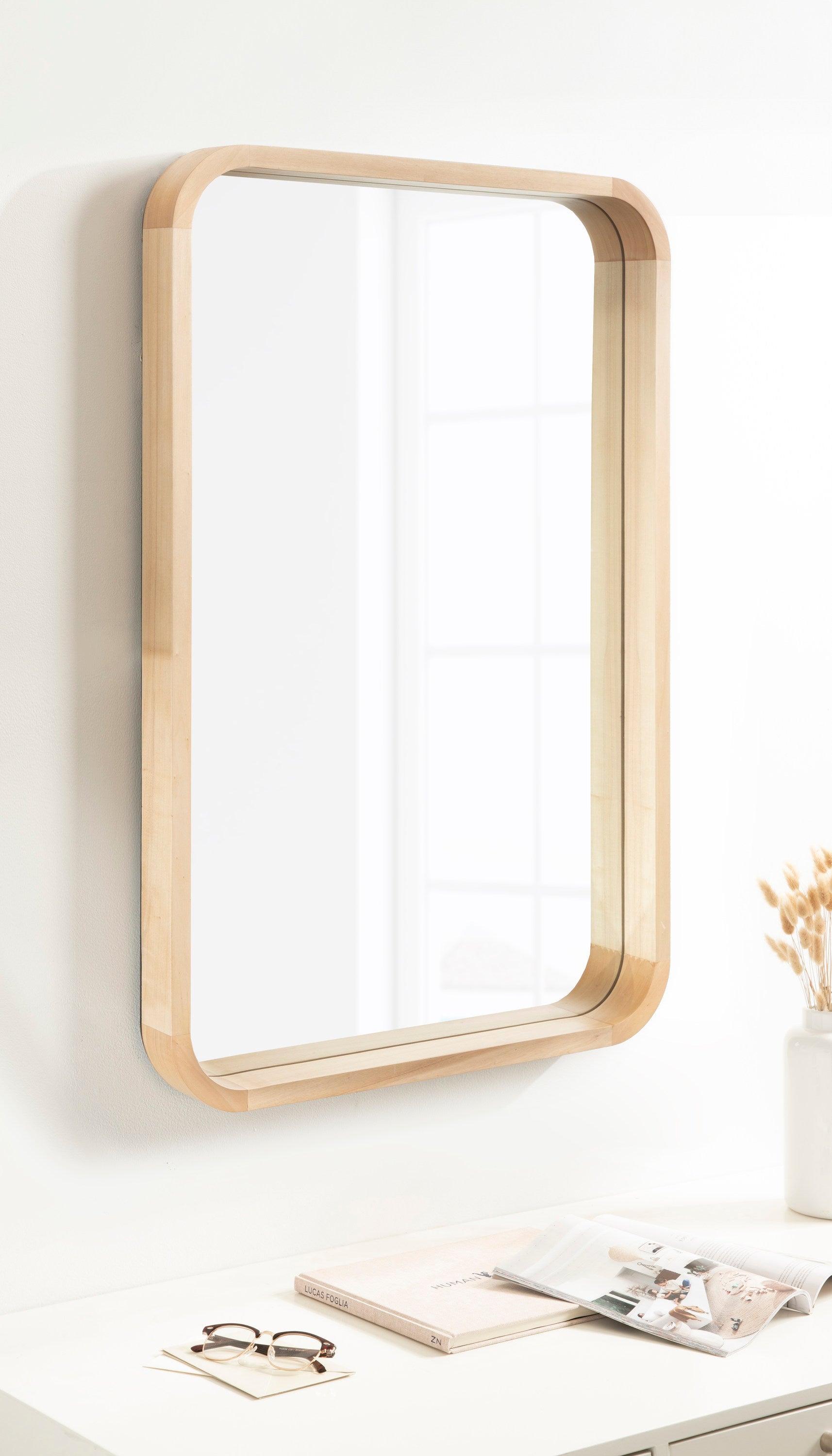 Hutton Wood Framed Radius Rectangle Mirror