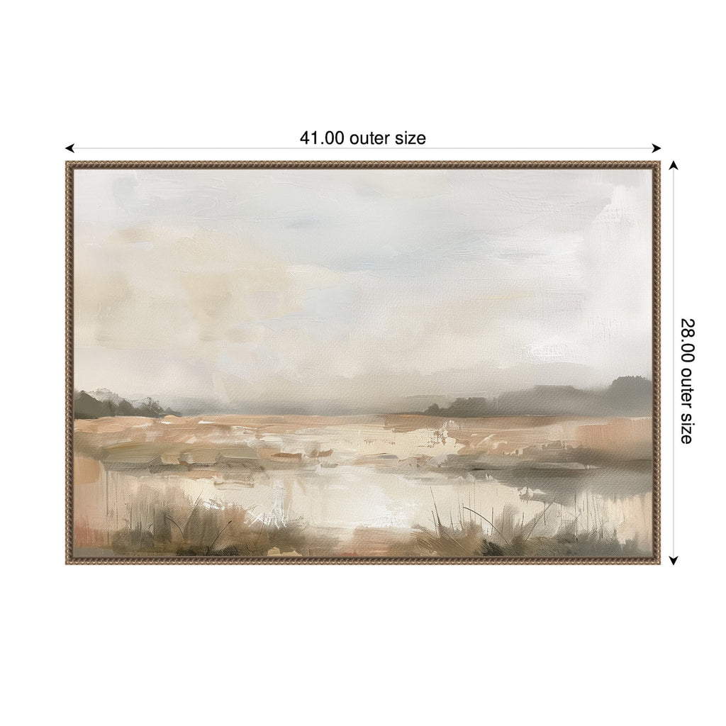 Neutral Abstract Landscape by The Creative Bunch Studio Framed Canvas Wall Art Print