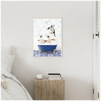 Sylvie Penguins in Eclectic Blue Bath Framed Canvas by Amy Peterson