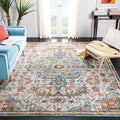 SAFAVIEH Madison Collection 9 Square Grey/Light Blue MAD447F Boho Chic Medallion Distressed Non-Shedding Living Room Bedroom Di