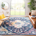 SAFAVIEH Crystal Collection Area Rug - 5 x 8, Navy & Fuchsia, Medallion Distressed Design, Non-Shedding & Easy Care, Ideal for