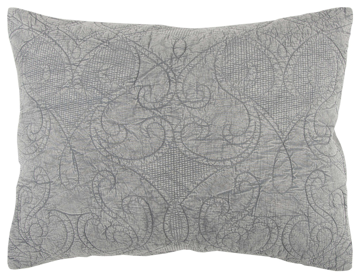 Rizzy Home | BQ4566 | Polyester King Sham | 20"x36" Gray/Black/Nuetral Solid