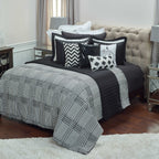 Rizzy Home | BT1282 | Polyester Comforter | 106"x92" Black/White/Nuetral Houndstooth