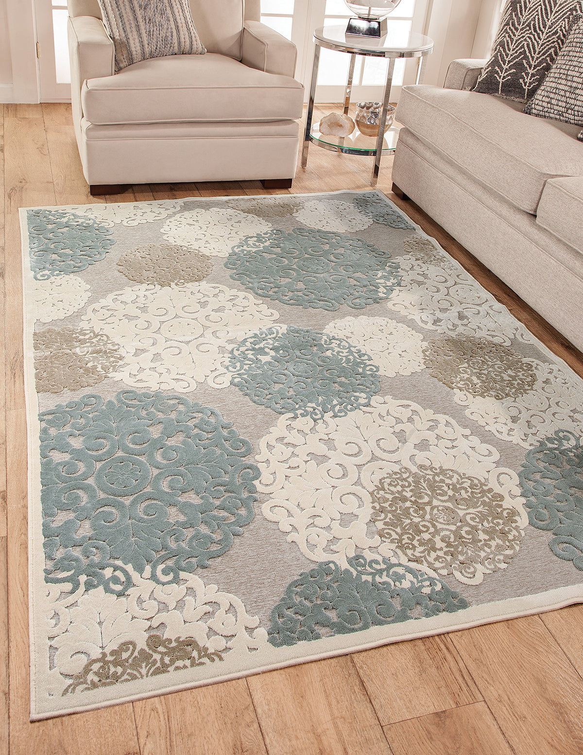 Si Area Rugs Napa Machine Made Area Rug, 5-Feet 3-Inch By 7-Feet 6-Inch, Grey/Tan/Ivory