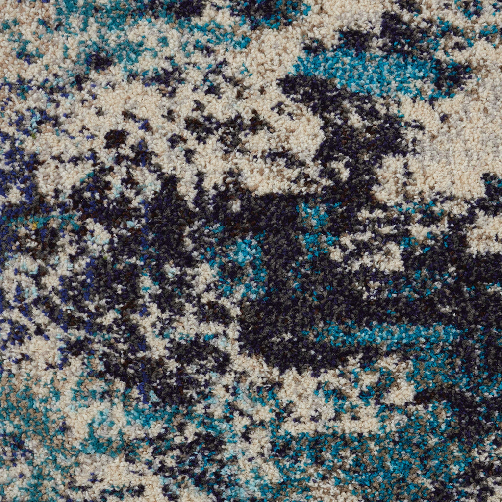 Nourison Celestial Modern Abstract Ivory/Teal Blue 3' X 5' Area Rug, Easy Cleaning, Non Shedding, Bed Room, Living Room, Dining