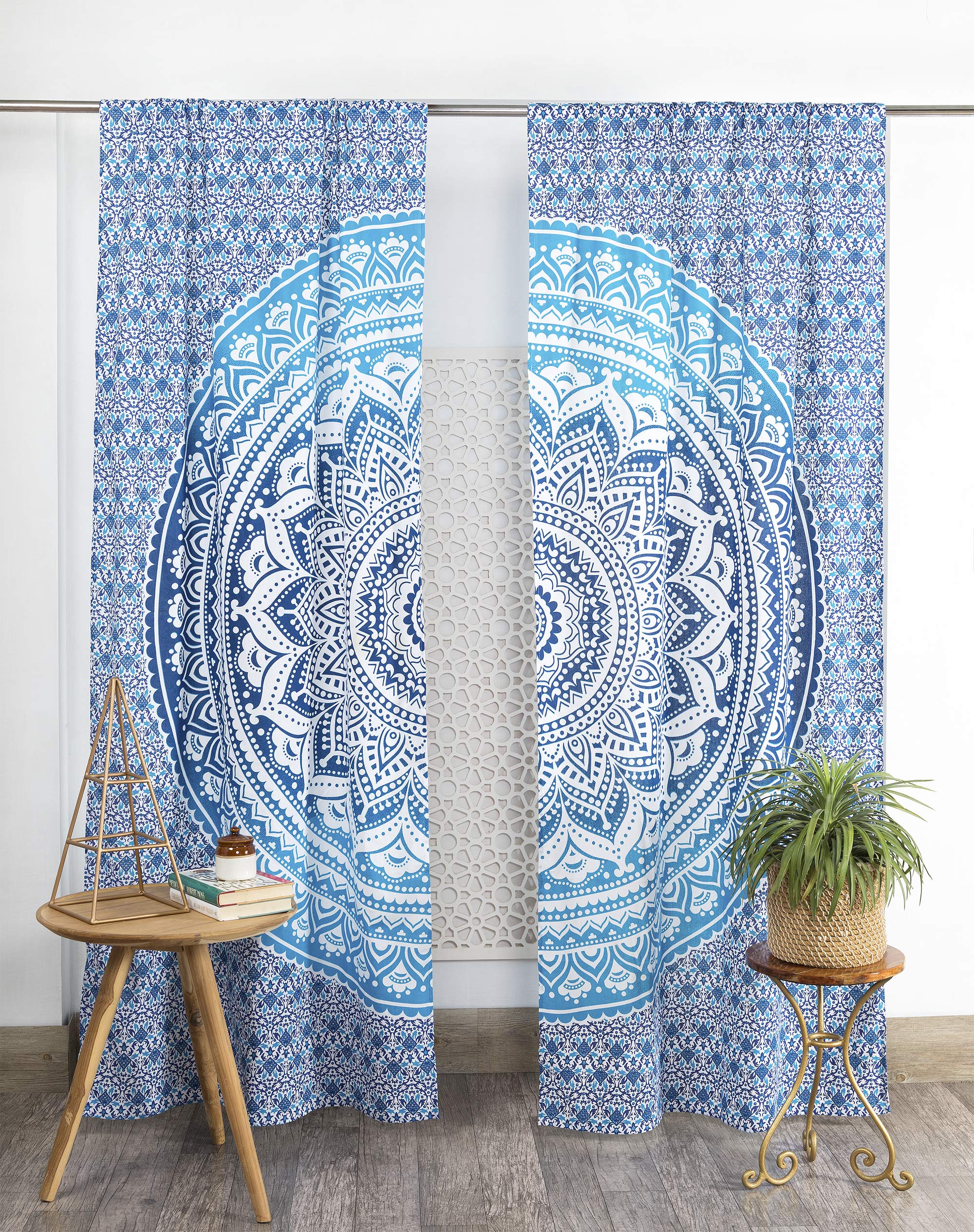 Popular Handicrafts Indian Hippie Bohemian Beautiful Ombre Mandala Curtain Panels Rose Gold