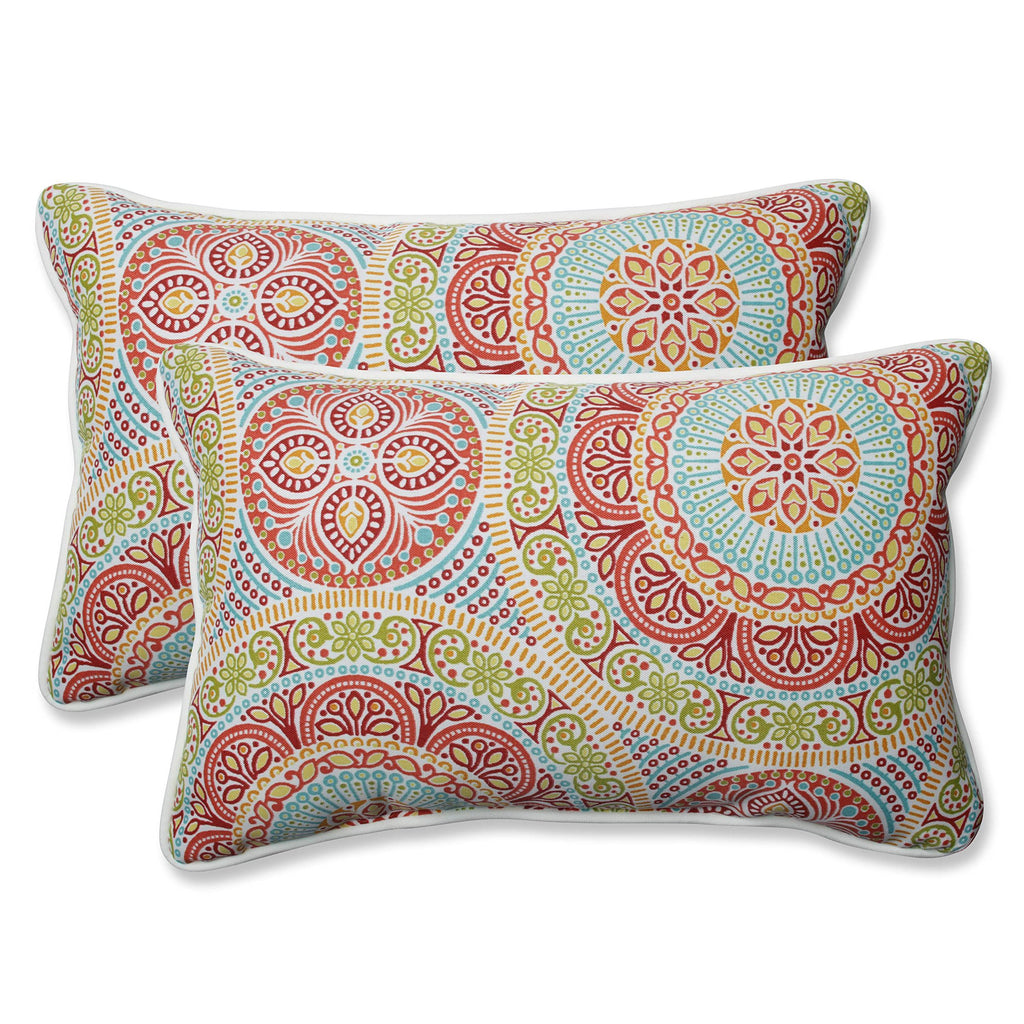 Pillow Perfect - 609416 Outdoor/Indoor Delancey Jubilee Lumbar Pillows, 11.5' X 18.5', 2 Count (Pack Of 1) Pink