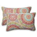 Pillow Perfect - 609416 Outdoor/Indoor Delancey Jubilee Lumbar Pillows, 11.5' X 18.5', 2 Count (Pack Of 1) Pink