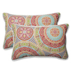 Pillow Perfect - 609416 Outdoor/Indoor Delancey Jubilee Lumbar Pillows, 11.5' X 18.5', 2 Count (Pack Of 1) Pink