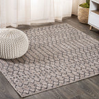 Jonathan Y Smb108D-6Sq Ourika Moroccan Geometric Textured Weave Indoor/Outdoor Area Rug, Bohemian, Scandinavian For Bedroom, Kitchen, Living Room, Easy-Cleaning, Natural/Black, 6' Square