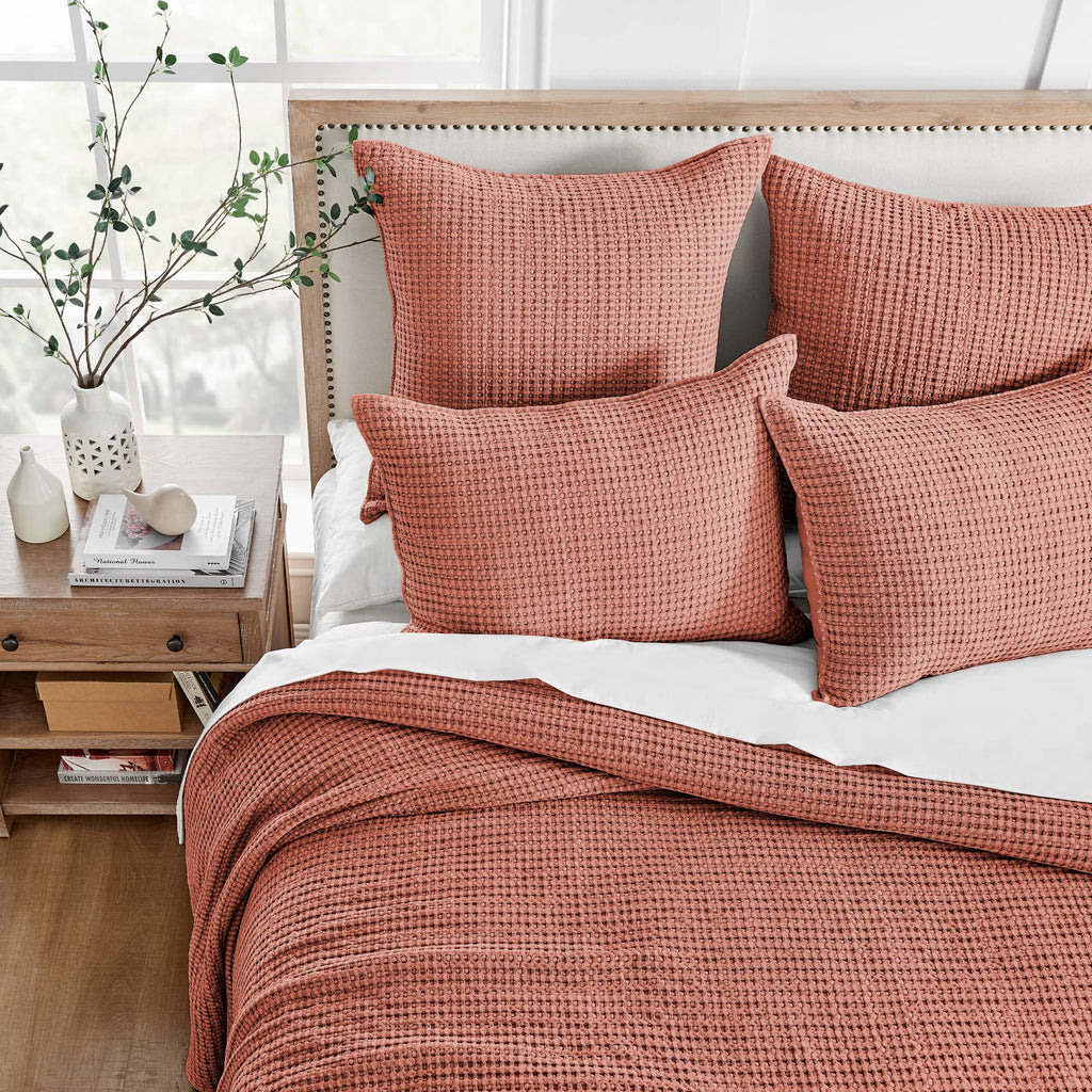 Levtex Home - Mills Waffle - Full Quilted Bedspread Set - Chambray Cotton Waffle - Bedspread Size (96X110In.), Sham Size (26 X 2