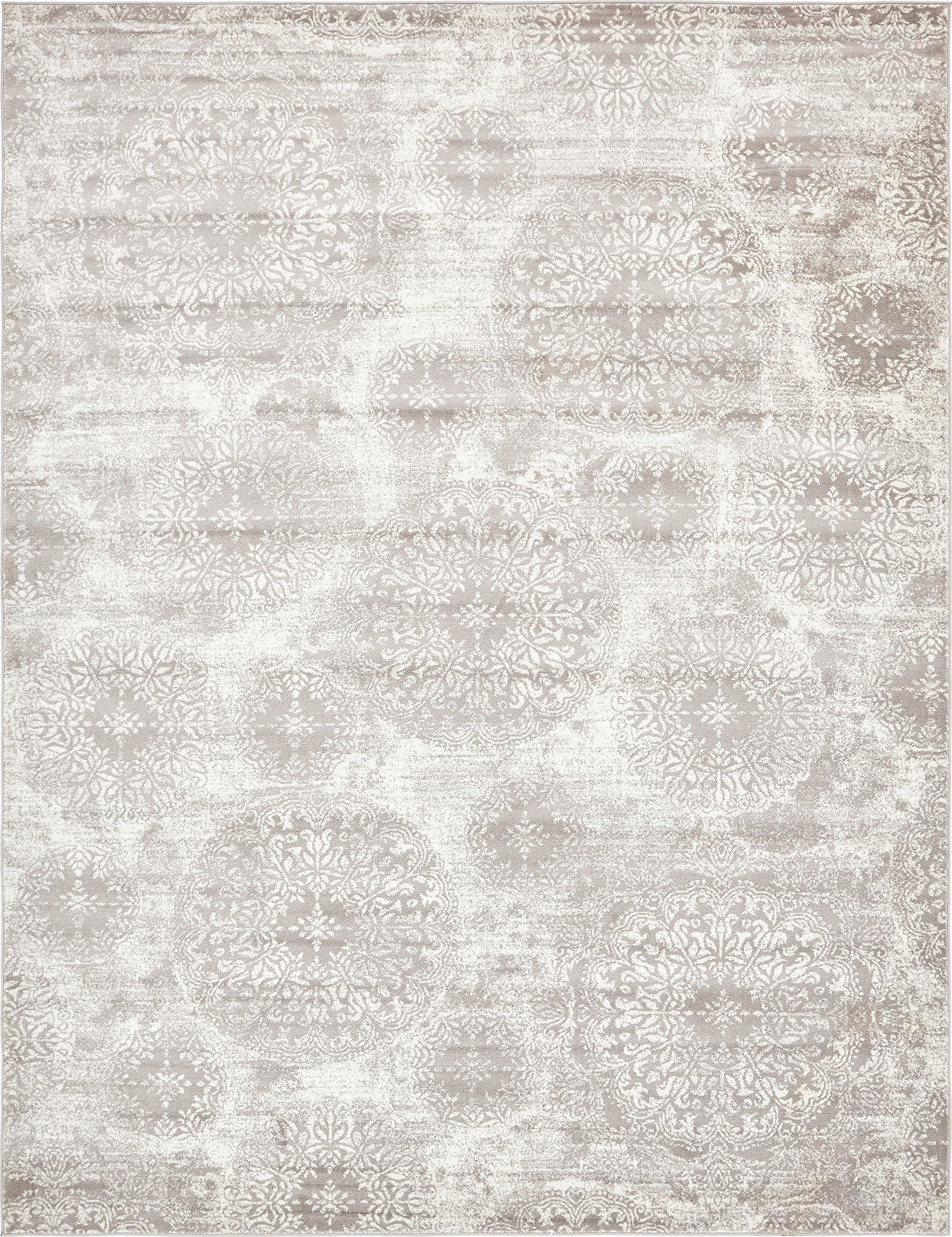 Unique Loom Sofia Collection Area Rug - Grand (9 x 12 Rectangle, Light Gray/ Ivory)