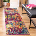 SAFAVIEH Monaco Collection Runner Rug - 22 x 10, Pink & Multi, Boho Chic Abstract Watercolor Design, Non-Shedding & Easy Care,