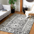 SAFAVIEH Vintage Hamadan Collection Accent Rug - 4 x 6, Grey & Ivory, Medallion Design, Non-Shedding & Easy Care, Ideal for Hi