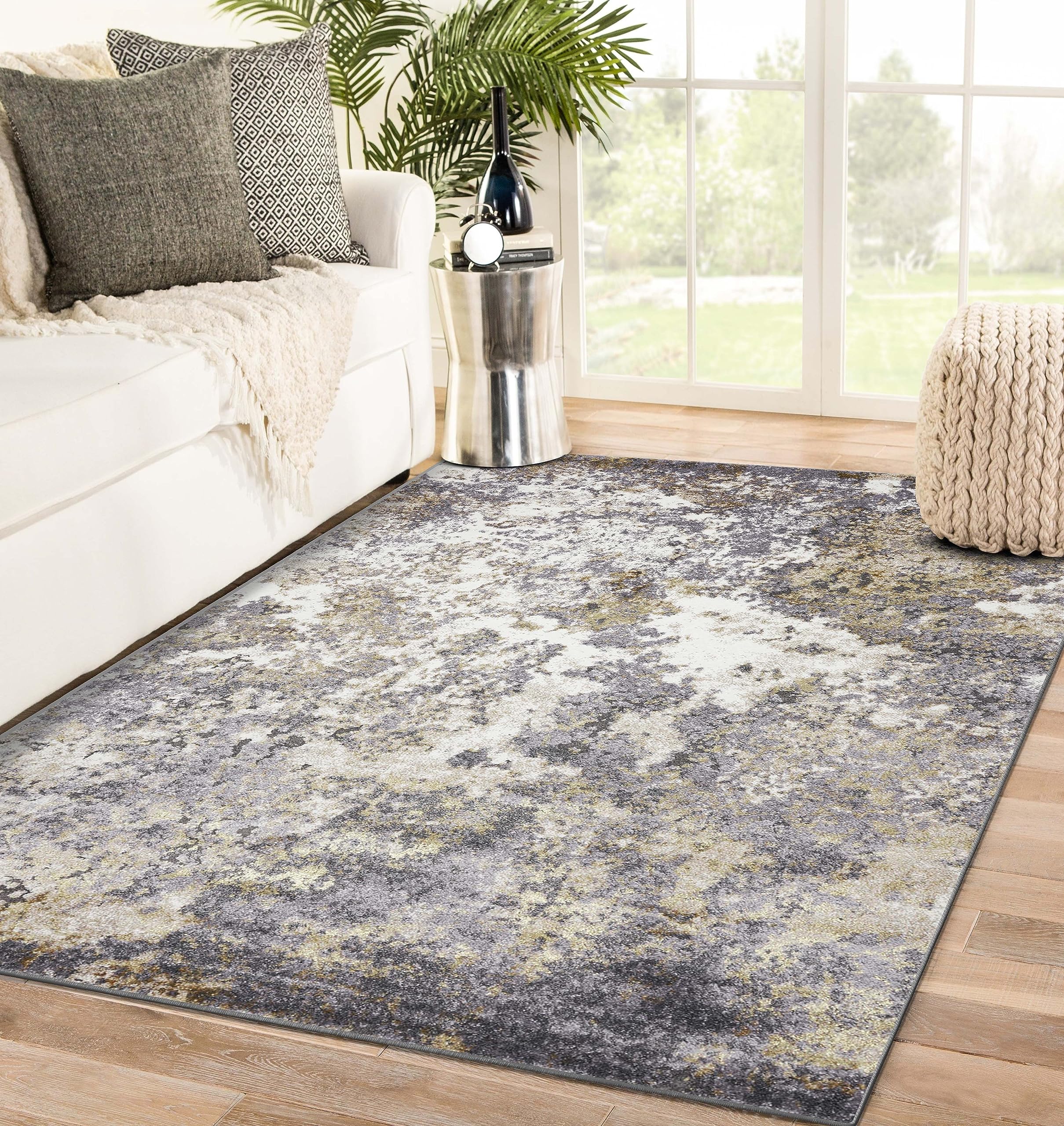 LUXE WEAVERS Beverly Collection Gray 5x7 Modern Abstract Area Rug