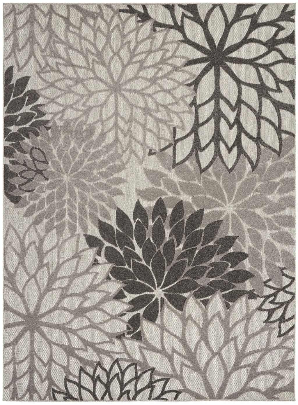 Nourison Aloha Indoor/Outdoor Floral Silver Grey 7'10' X 10'6' Area Rug, (8' X 11')