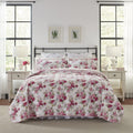 Laura Ashley - King Quilt Set, Reversible Cotton Bedding With Matching Shams, Lightweight Home Decor For All Seasons (Lidia Pink