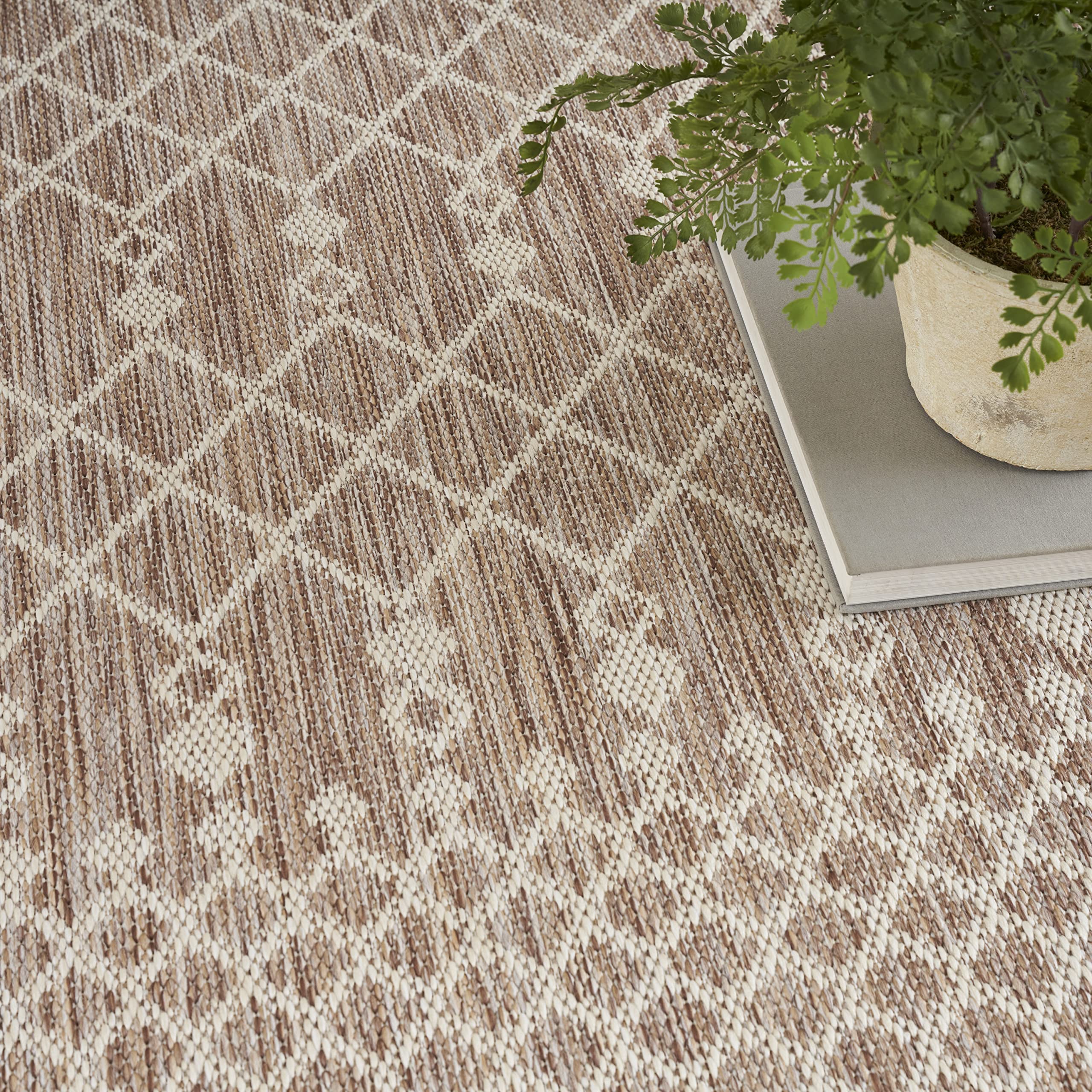 Nourison Positano Indoor/Outdoor Beige 8' X 10' Area Rug, Easy Cleaning, Non Shedding, Bed Room, Living Room, Dining Room, Backyard, Deck, Patio (8X10)