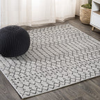 Jonathan Y Smb108E-5Sq Ourika Moroccan Geometric Textured Weave Indoor Outdoor Area Rug, Bohemian, Rustic, Scandinavian Easy Cle