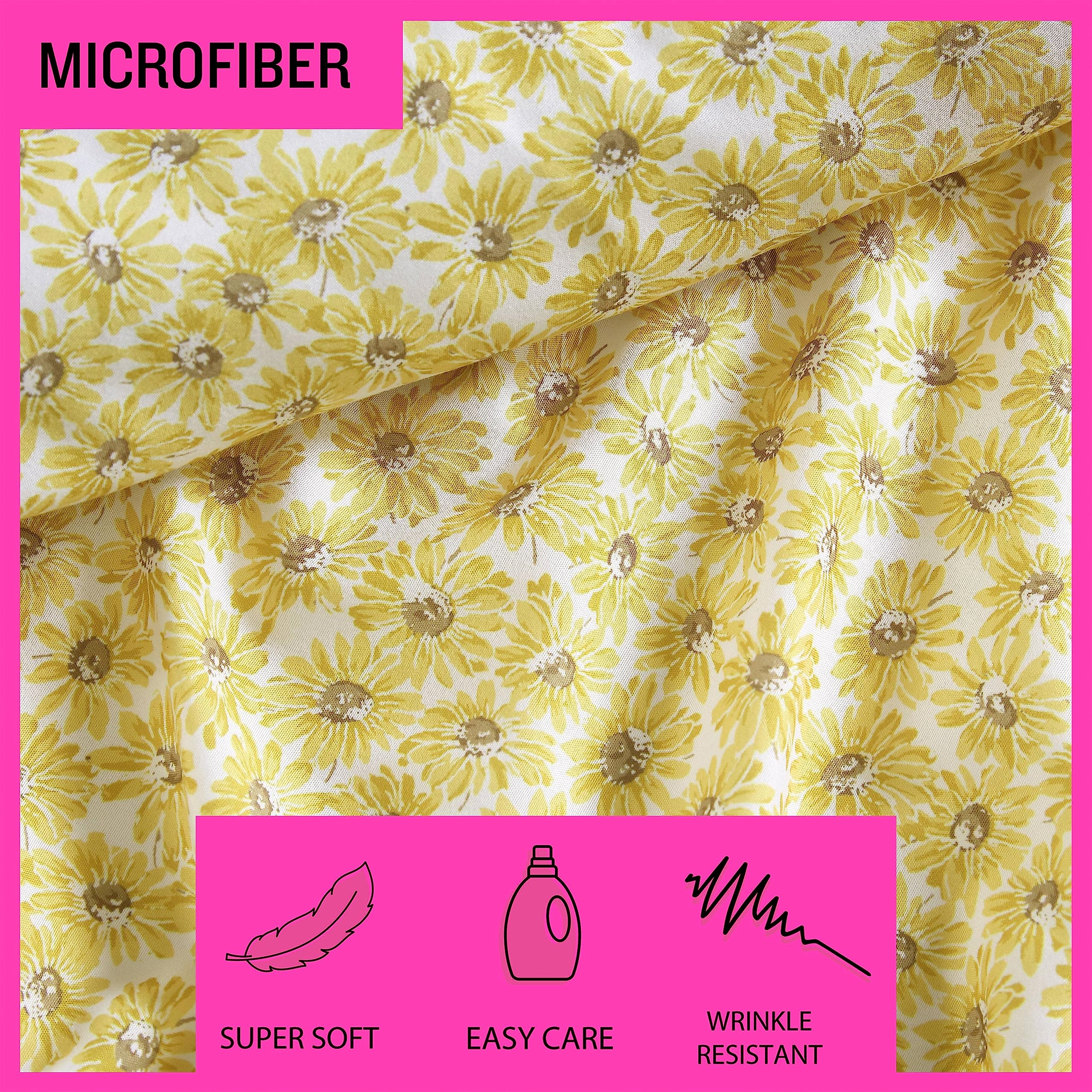 Betsey Johnson - Twin Bed Sheets, Soft & Lightweight Bedding, Fade & Wrinkle Resistant (Sunflower Field Yellow, Twin)