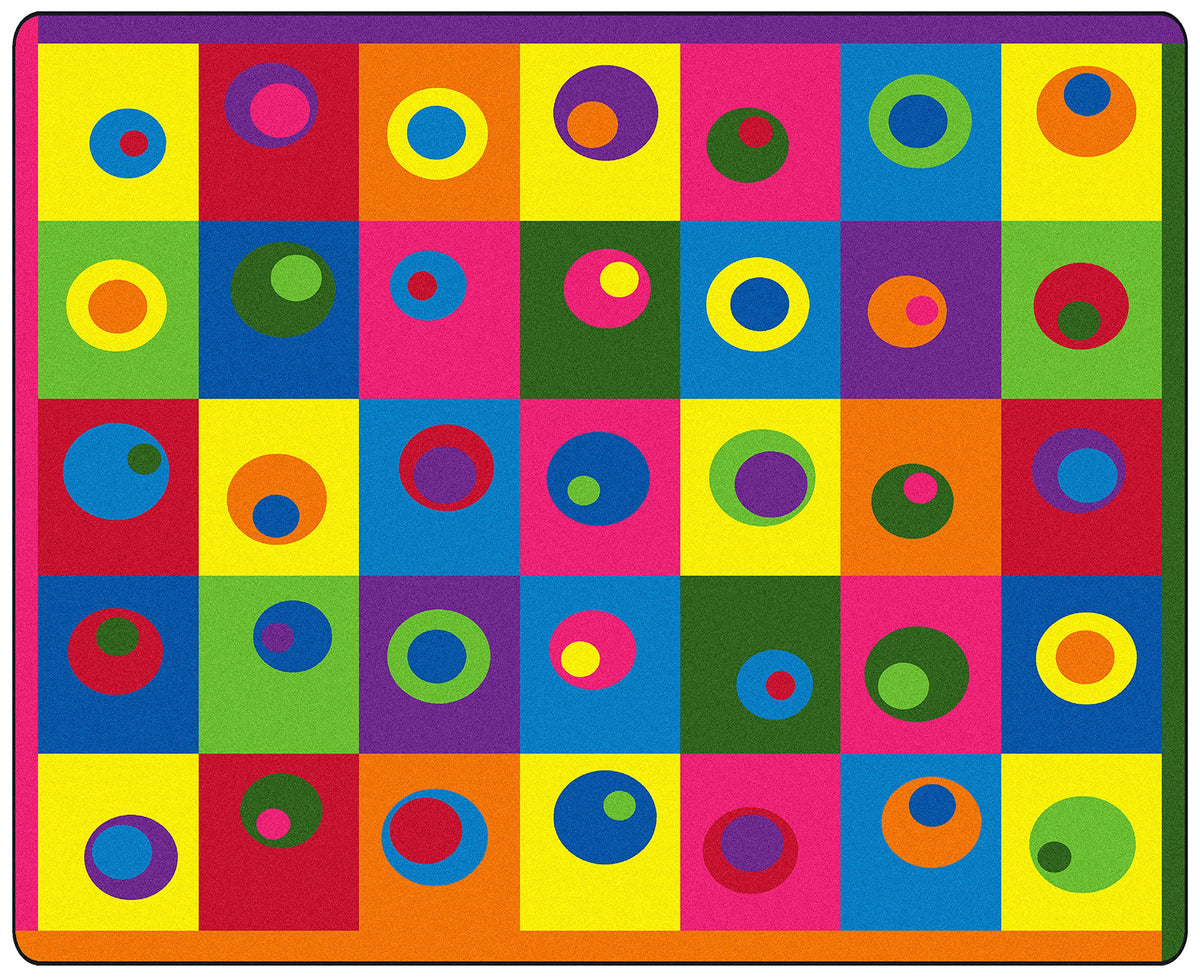 Flagship Carpets Multi Silly Circles Colorful Abstract Childrens Classroom Area Rug for Kids Room Seating D  cor, Play Carpet f