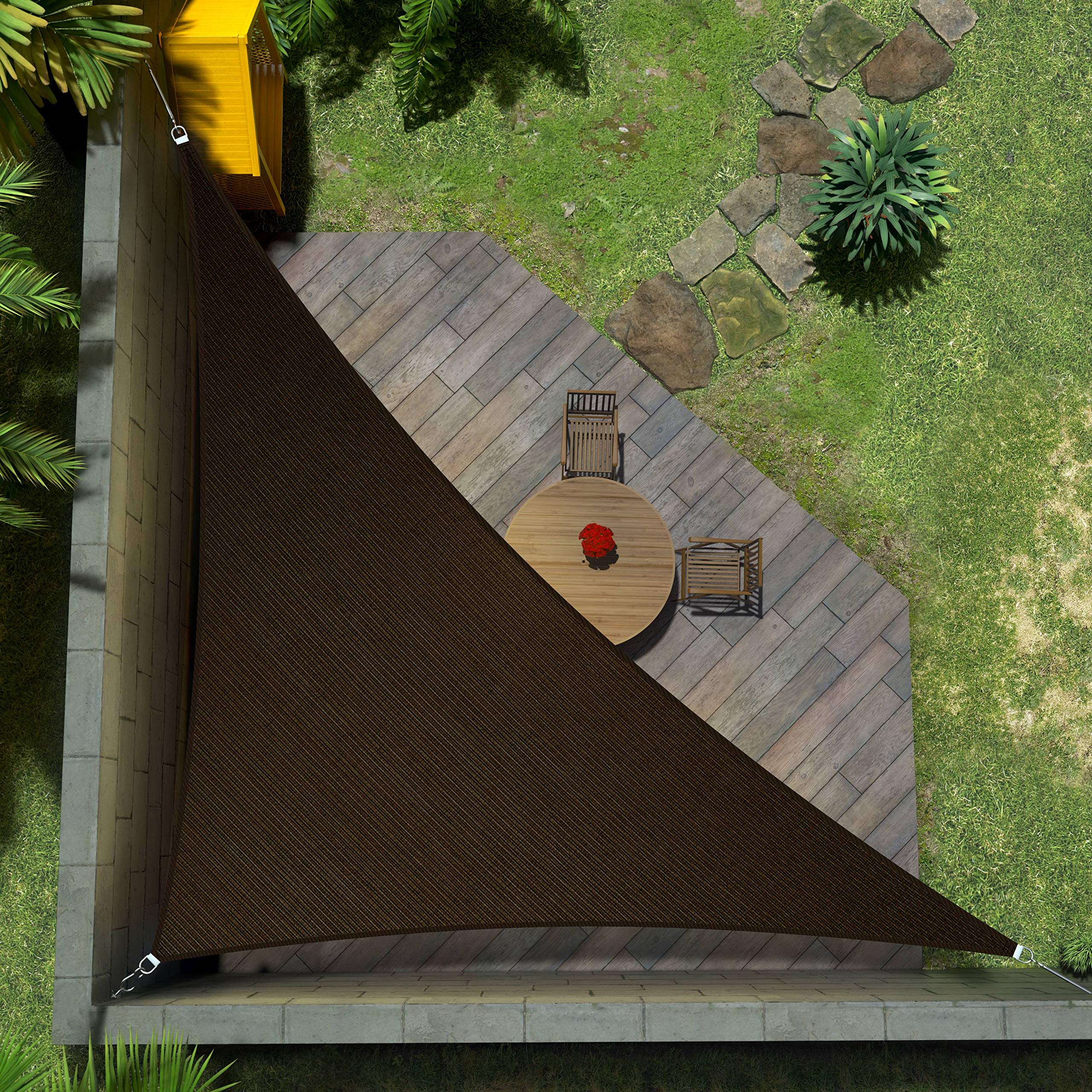 Amgo Custom Size 14' X 21' X 25.2' Brown Right Triangle Sun Shade Sail Upf50+ Agtapt8, Order To Make Canopy Awning, 95% Uv Block