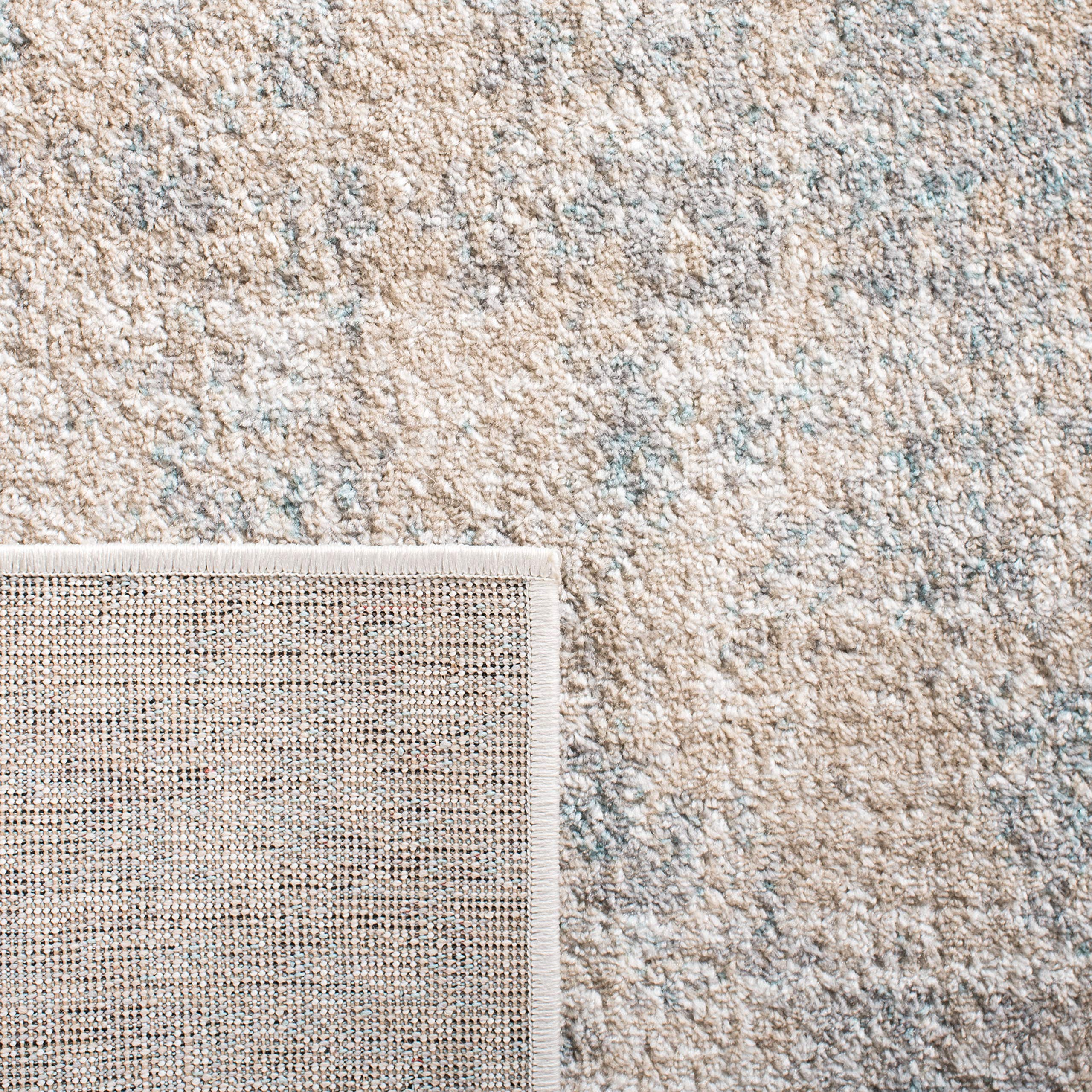 SAFAVIEH 8' Square Adirondack Area Rug, Beige & Slate, Modern Abstract Design, Non-Shedding, Easy Care for Living Room & Bedroom