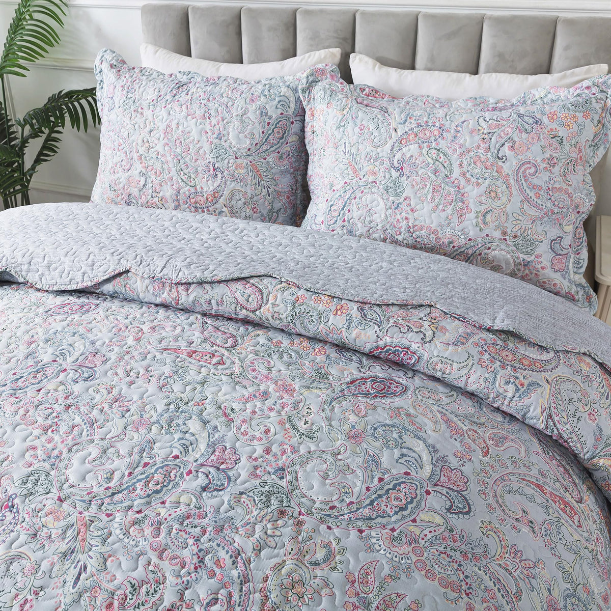 HoneiLife Quilt Sets King Size - Microfiber Bedspreads 3-Piece, Lightweight Coverlets King Quilt Bedding Sets All Season Quilts