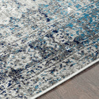 Livabliss Desta Vintage Oriental Area Rug,6'7'' Square,Blue/Grey