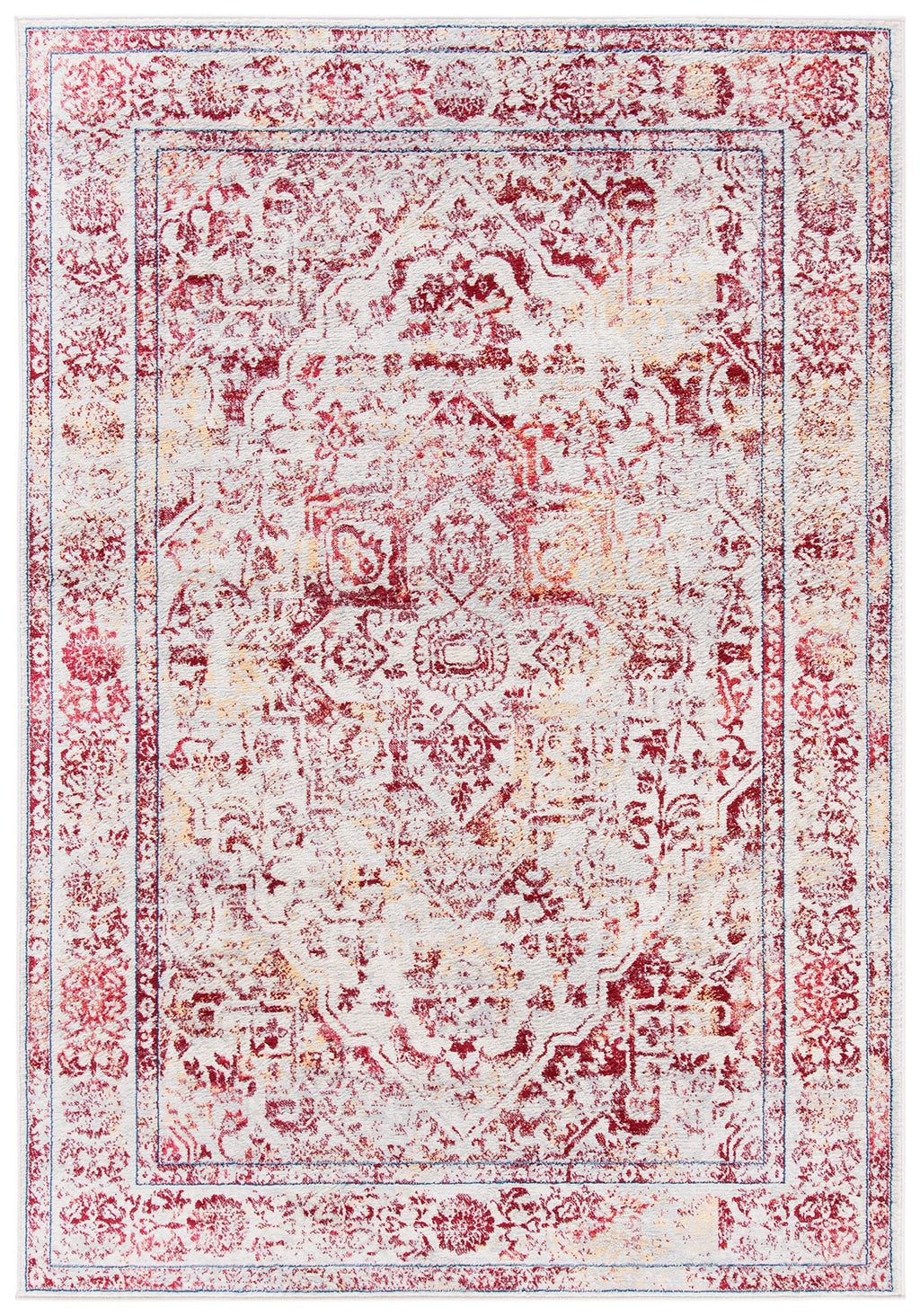 Safavieh Brentwood Collection 3' X 5' Ivory/Red Bnt832C Medallion Distressed Non-Shedding Living Room Bedroom Accent Rug