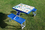 Oniva Play Town Folding Picnic Table, Camping Table, Outdoor Table With Umbrella Hole, (Blue)
