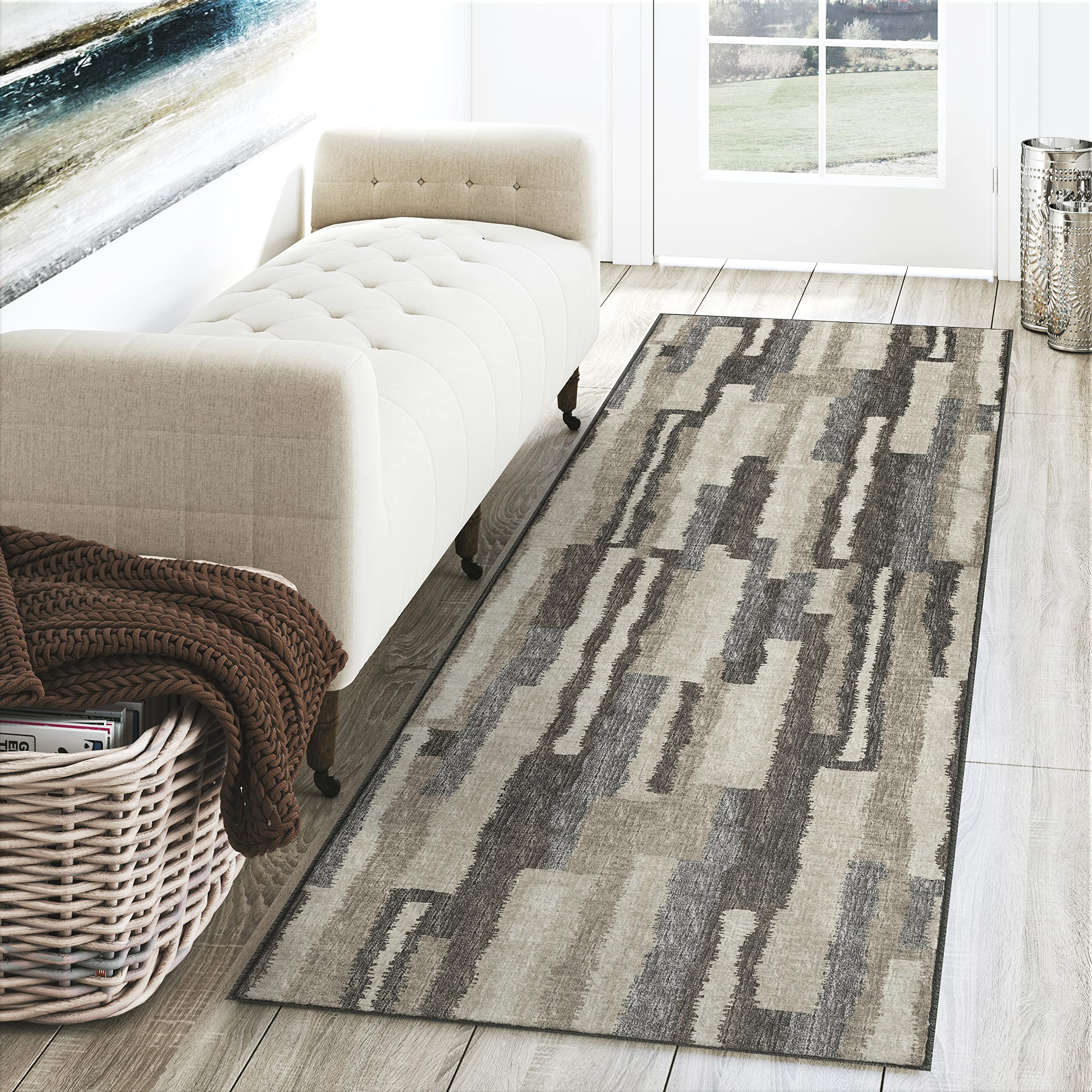 Dalyn Rugs Brisbane Br7 Bold Retro Stiped Sable 2'3" X 7'6"