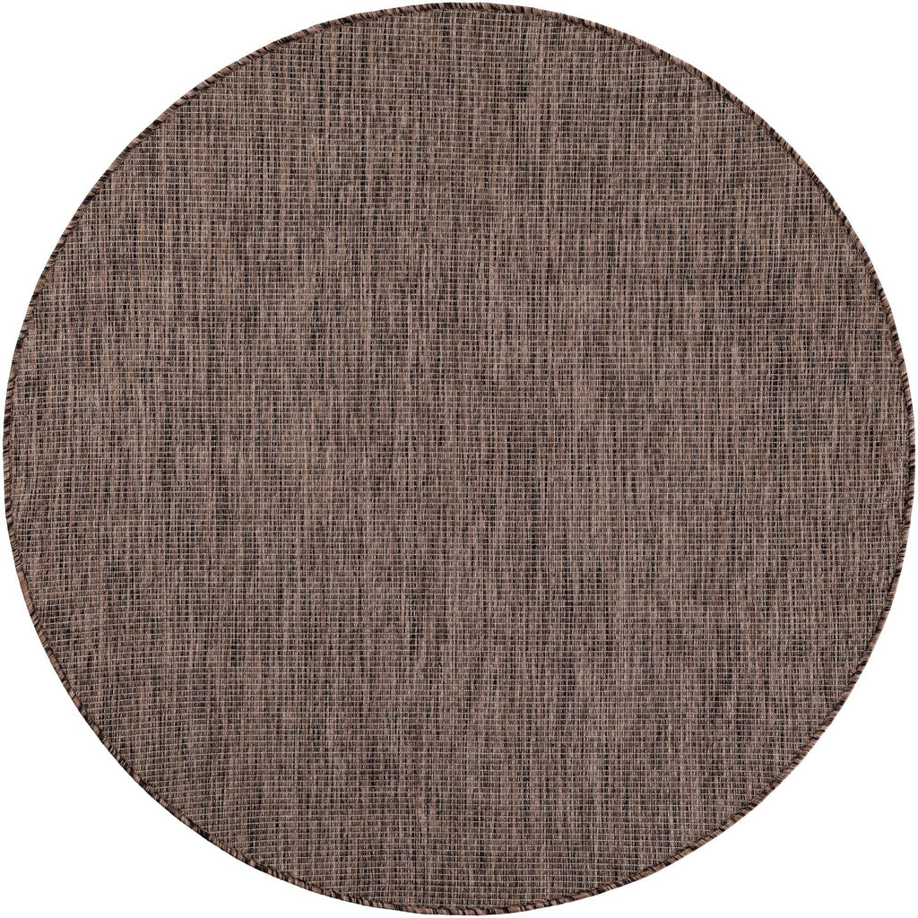 Unique Loom Outdoor Solid Collection Area Rug (5' 3'' Round Light Brown/Ivory)