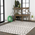 Jonathan Y Smb108I-4 Ourika Moroccan Geometric Textured Weave Indoor Outdoor Area-Rug, Bohemian Coastal Traditional Easy-Cleanin