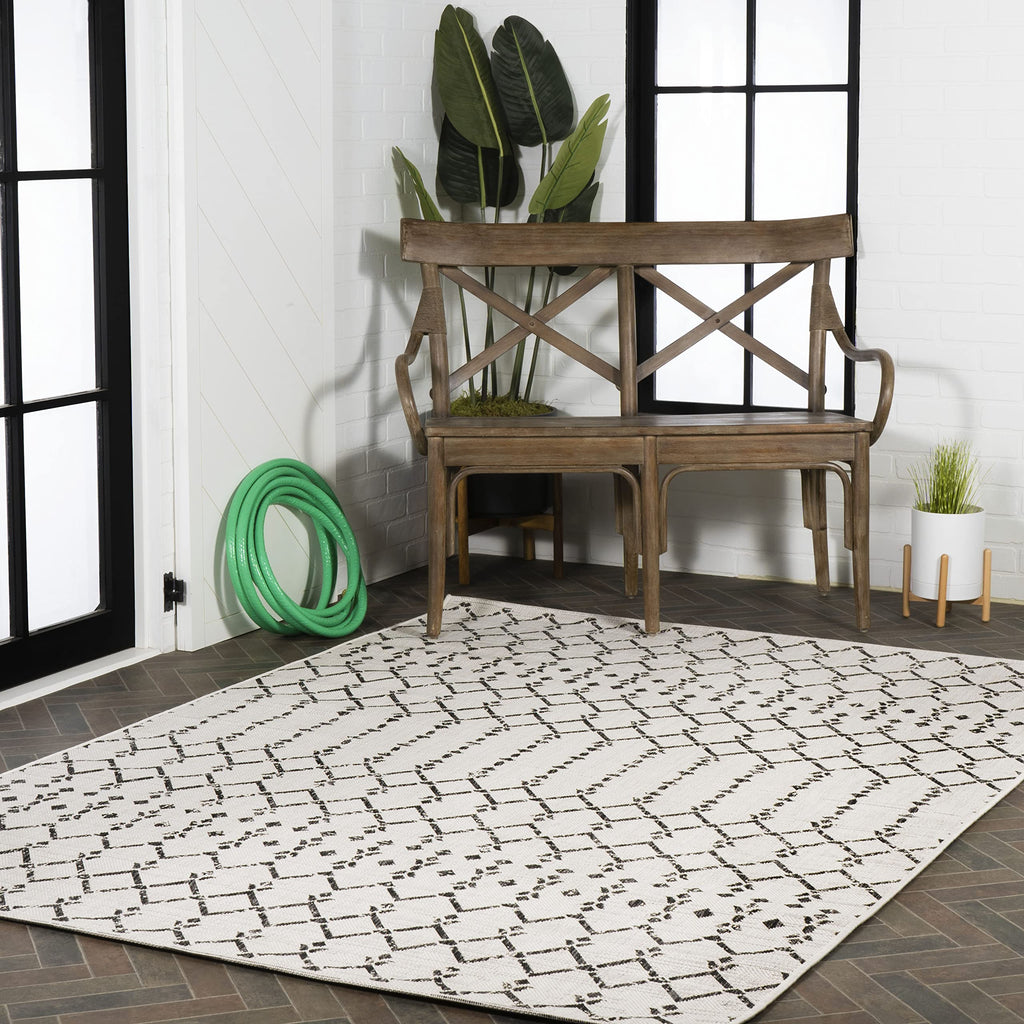 Jonathan Y Smb108I-8 Ourika Moroccan Geometric Textured Weave Indoor Outdoor Area-Rug, Bohemian Coastal Traditional Easy-Cleanin
