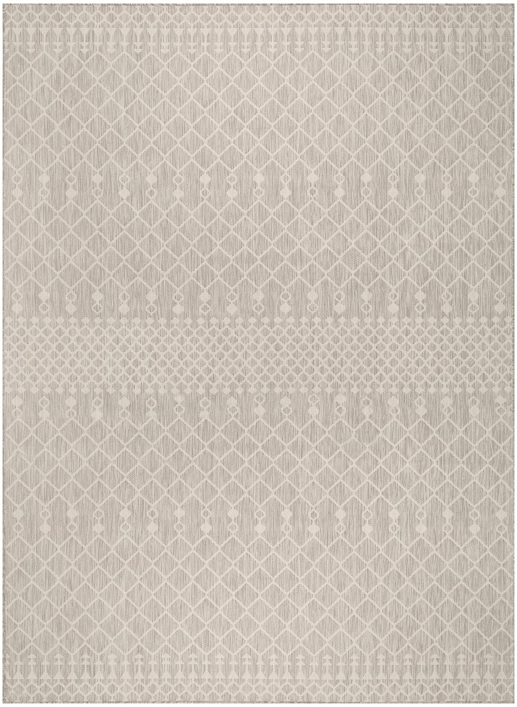 Nourison Positano Indoor/Outdoor Light Grey 9' X 12' Area Rug, Easy Cleaning, Non Shedding, Bed Room, Living Room, Dining Room, Backyard, Deck, Patio (9X12)