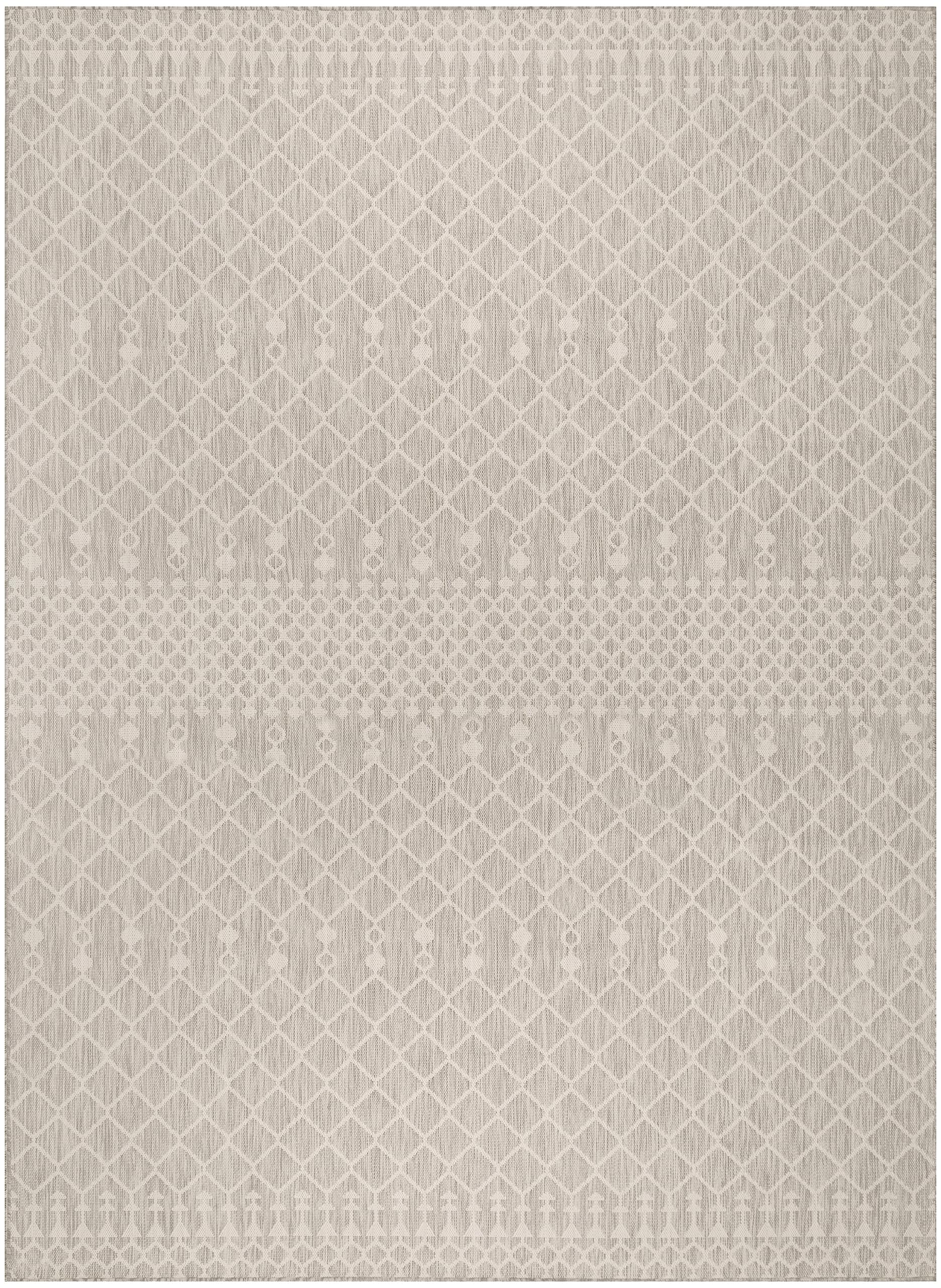 Nourison Positano Indoor/Outdoor Light Grey 9' X 12' Area Rug, Easy Cleaning, Non Shedding, Bed Room, Living Room, Dining Room, Backyard, Deck, Patio (9X12)