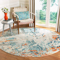 SAFAVIEH Madison Collection 5 Round Cream / Orange MAD478B Modern Abstract Non-Shedding Dining Room Entryway Foyer Living Room 