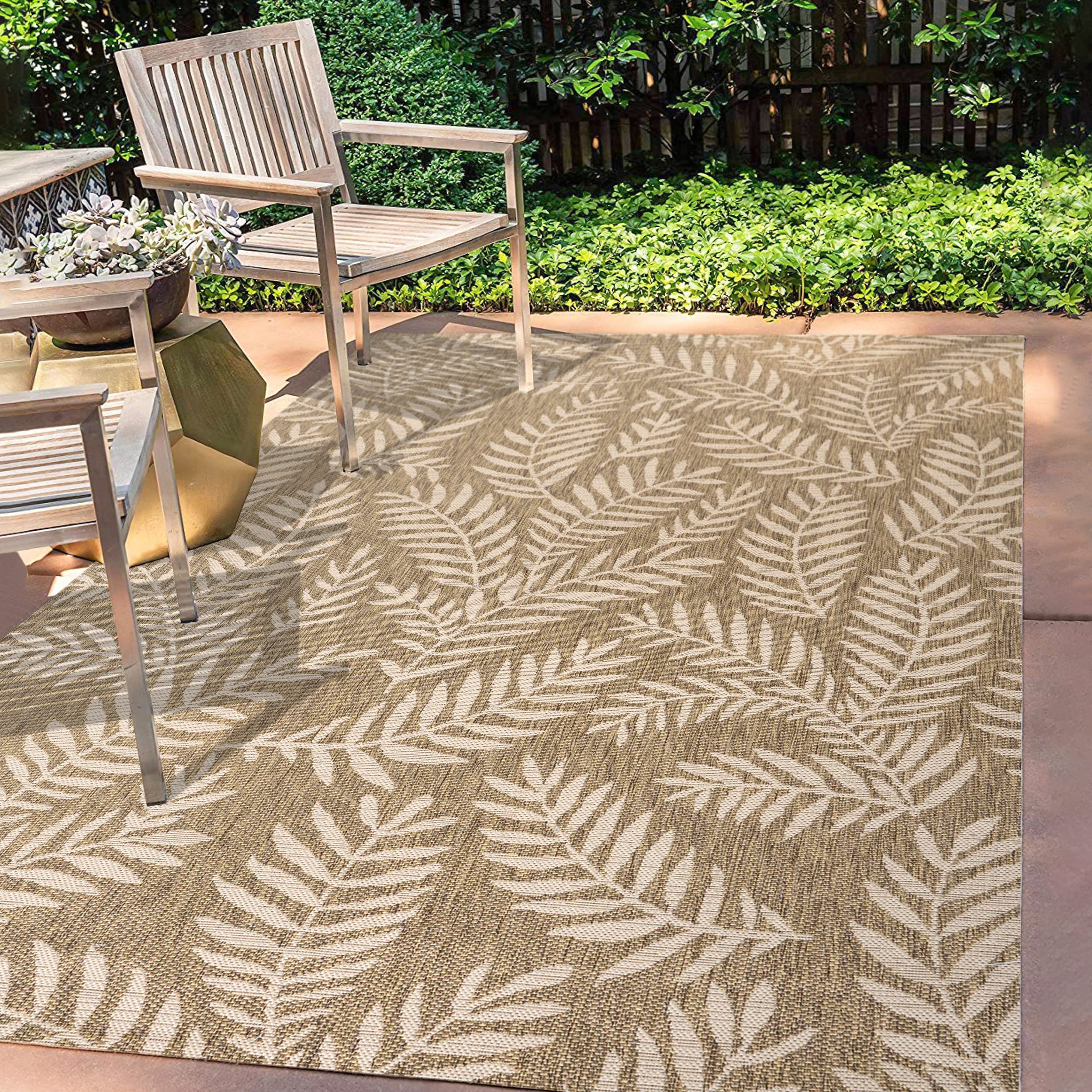 Jonathan Y Smb119A-5 Nevis Palm Frond Indoor Outdoor Area-Rug Coastal Floral Easy-Cleaning Bedroom Kitchen Backyard Patio Non Sh
