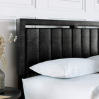 Boyd Sleep Beaumont Upholstered Platform Bed with Headboard, Mattress Foundation with Strong 14 Wood Slat Supports, No Box Spring Required, Black Faux Leather, Size Full