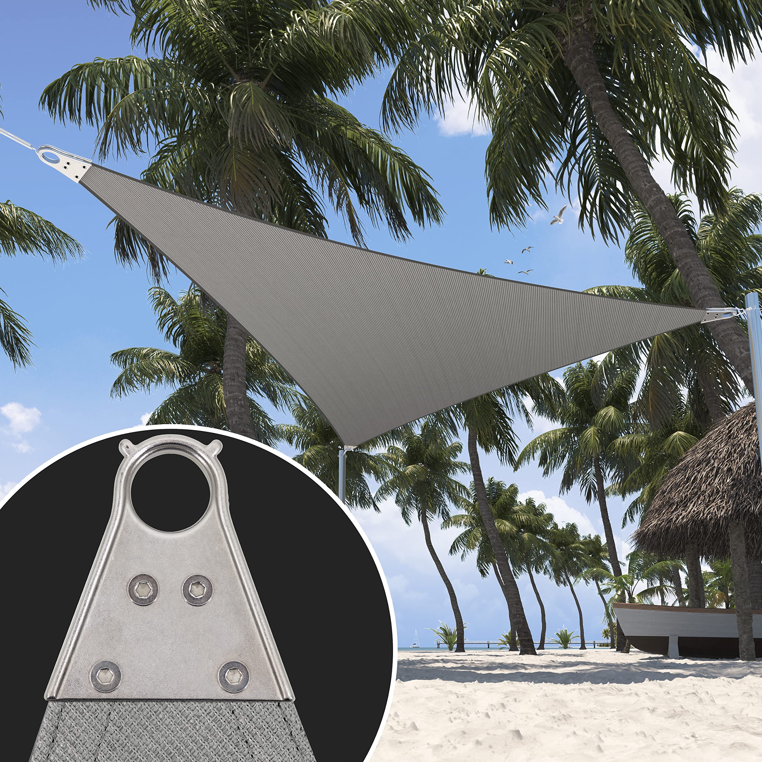 Shademart 7' X 12' X 13.9' Grey Sun Shade Heavy Duty Right Triangle Shade Sail Super Ring Canopy Awning Shades For Patio Carport