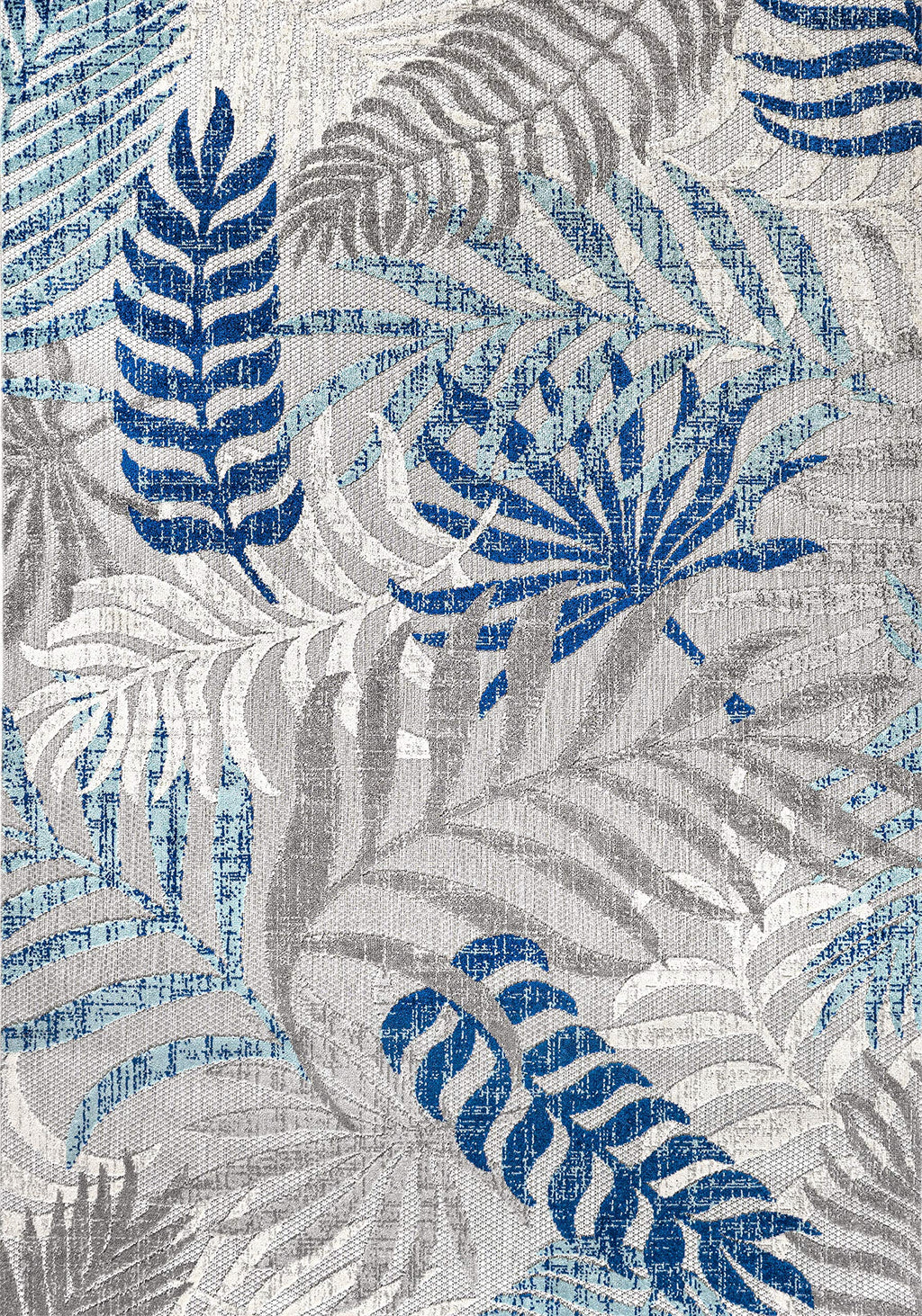 Jonathan Y Amc100A-3 Tropics Palm Leaves Indoor Outdoor Area-Rug Bohemian Floral Easy-Cleaning High Traffic Bedroom Kitchen Backyard Patio Porch Non Shedding, 3 X 5, Gray/Blue