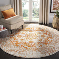 SAFAVIEH Madison Collection Area Rug - 67 Round, Orange & Ivory, Snowflake Medallion Distressed Design, Non-Shedding & Easy Car