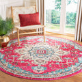 SAFAVIEH Madison Collection 9 Round FuchsiaBlue MAD473A Boho Chic Medallion Distressed Non-Shedding Dining Room Entryway Foyer 