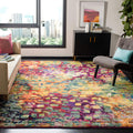SAFAVIEH Monaco Collection 67 Square Pink/Multi MNC225D Boho Chic Abstract Watercolor Non-Shedding Living Room Bedroom Dining H
