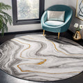 SAFAVIEH Craft Collection 11 Round Grey / Gold CFT819F Modern Abstract Non-Shedding Dining Room Entryway Foyer Living Room Bedr