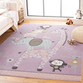 SAFAVIEH Carousel Kids Collection Area Rug - 4 x 6, Purple, Animal Design, Ideal for High Traffic Area for Boys & Girls in Pla